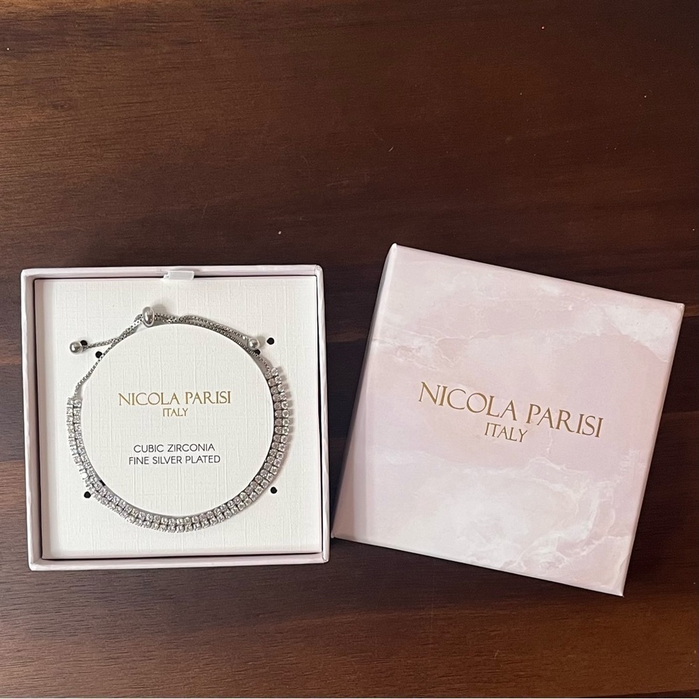 Nicola Parisi Italy Cubic Zirconia Tennis Bracelet – Fine Silver Plated